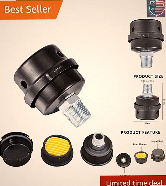1/2" Thread Male Thread Diameter 20mm Air Compressor Silencer Filter, Thread...