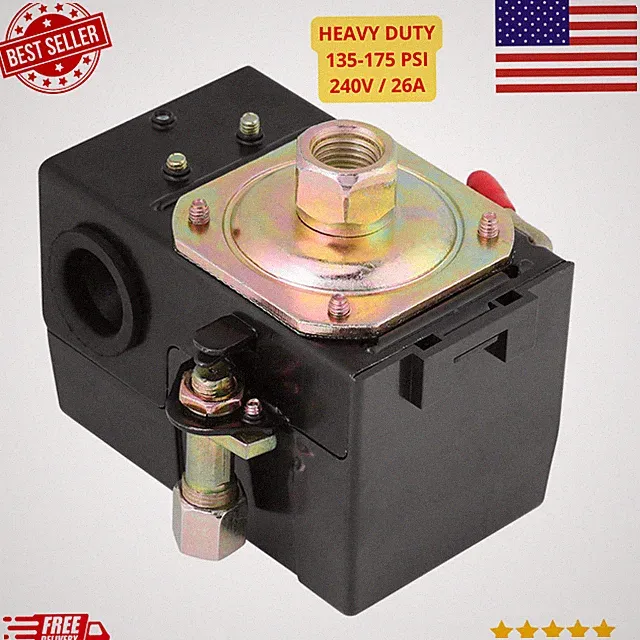 135-175 PSI Air Compressor Pressure Switch Single Port 240V 26A Heavy Duty
