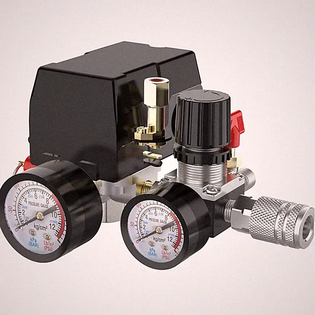 Air Compressor Pressure Switch Control 4-port 90-120PSI with Control Valve