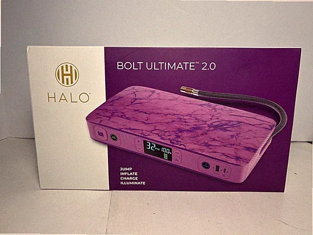 HALO Bolt Ultimate 2.0 Jump Starter Power Bank W/Air Compressor PURPLE - NEW